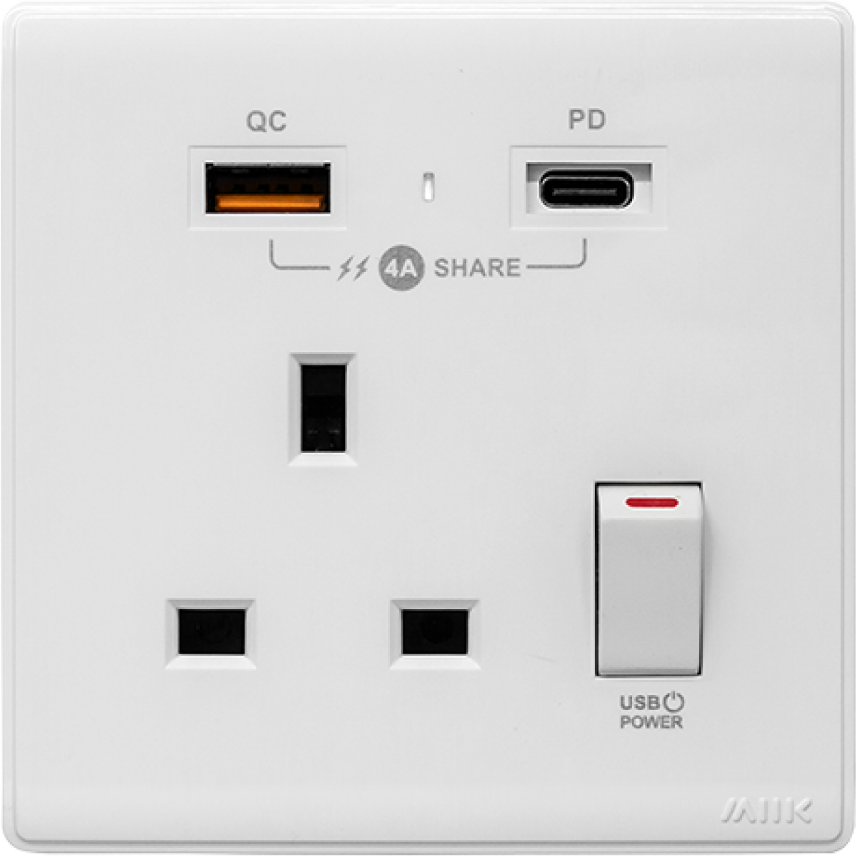 M2K PD105AP4-W 4A 單位 PD/QC USB 電掣插座 (白色)